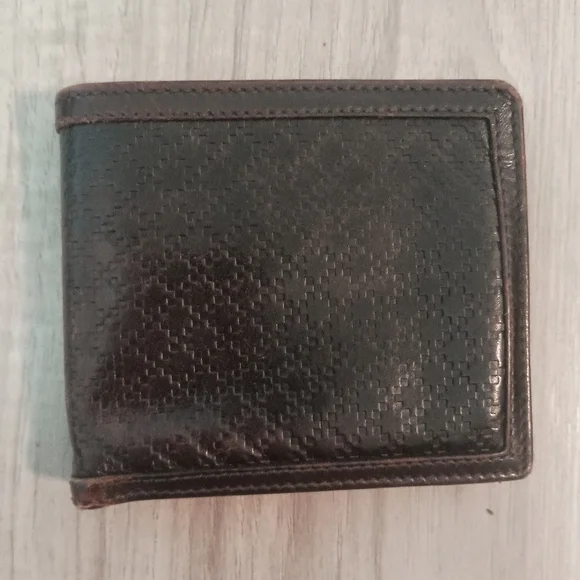Authentic Gucci Wallet Color Brown Men's Bi-fold Geniune Leather - Picture 1 of 13